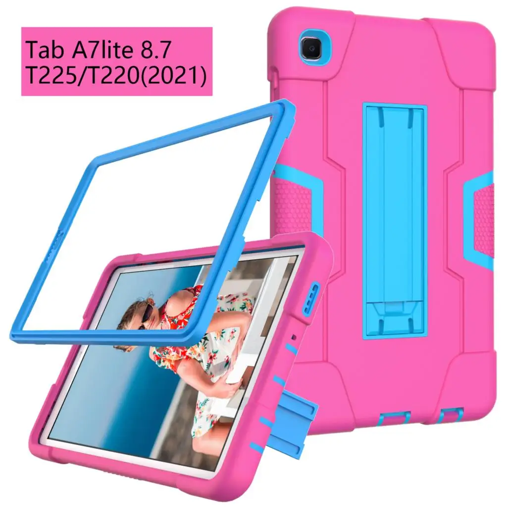 

Soft Silicone+PC Kids Cover Case For Samsung Galaxy tab A7 lite 8.7 T220 T225 SM-T220 SM-T225 Coque Hybrid Kickstand Funda Capa