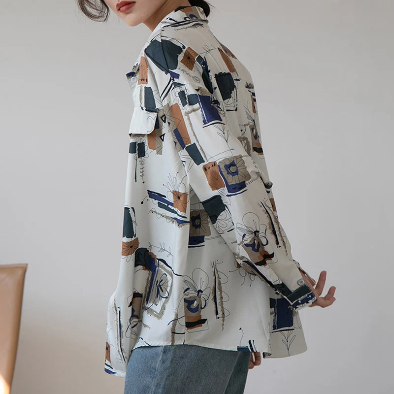 Элегантные женские блузки большого размера BGTEEVER с принтом граффити корейские