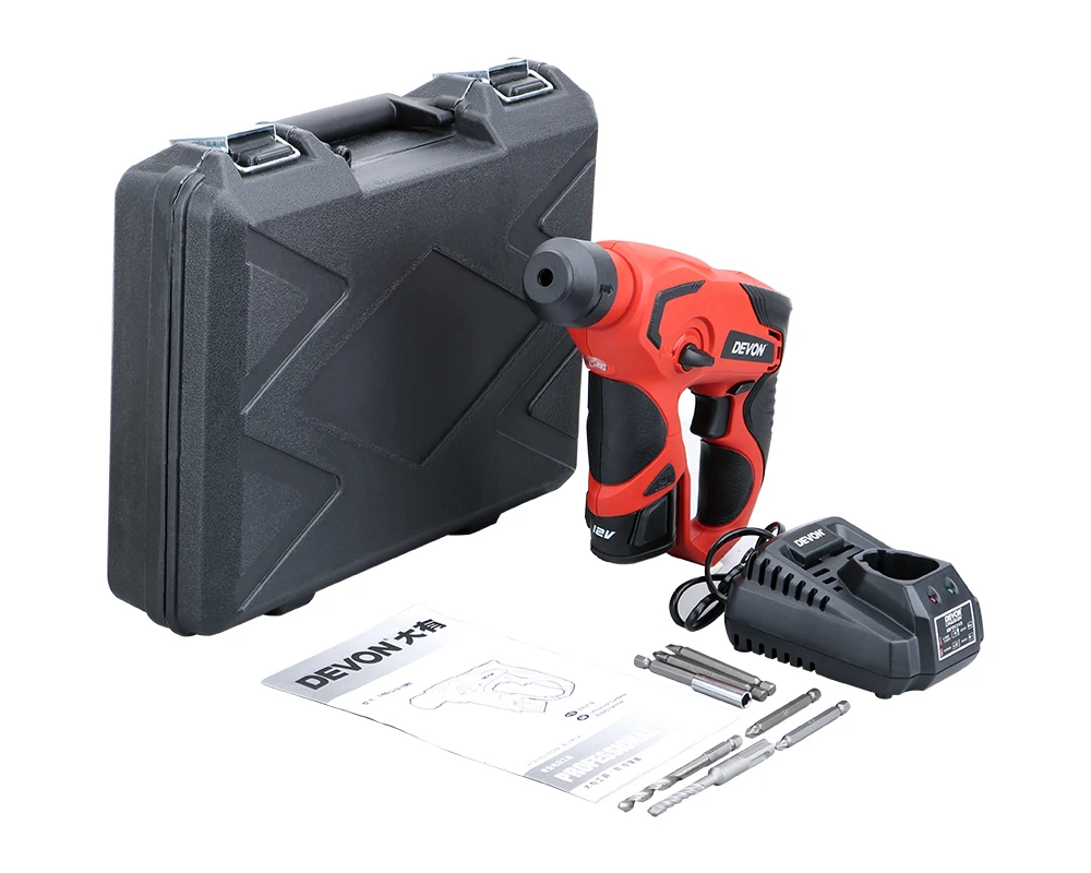 DEVON 12V Аккумуляторный поворотный молоток литий-ионный электрический молоток Ударная дрель шуруповерт профессиональные электроинструменты перезаряжаемый