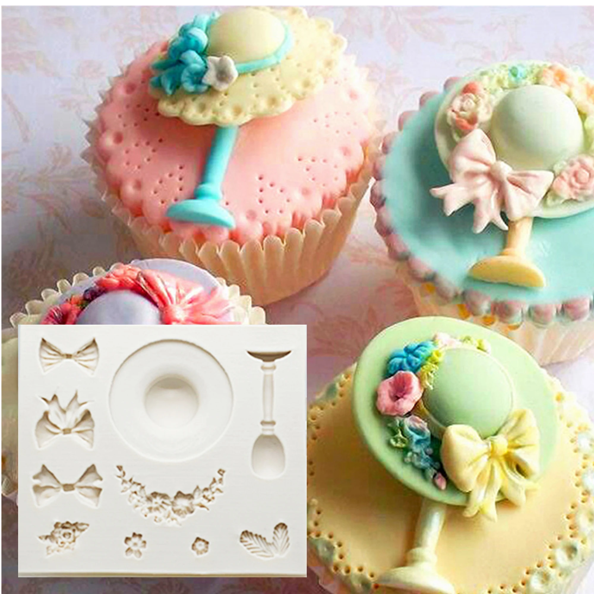 

Hat Silicone Cake Mold For Baking Accessories Cake Decorating Tools Art Resin Molds Bowknot Flowers Kitchen Baking Tools FM056
