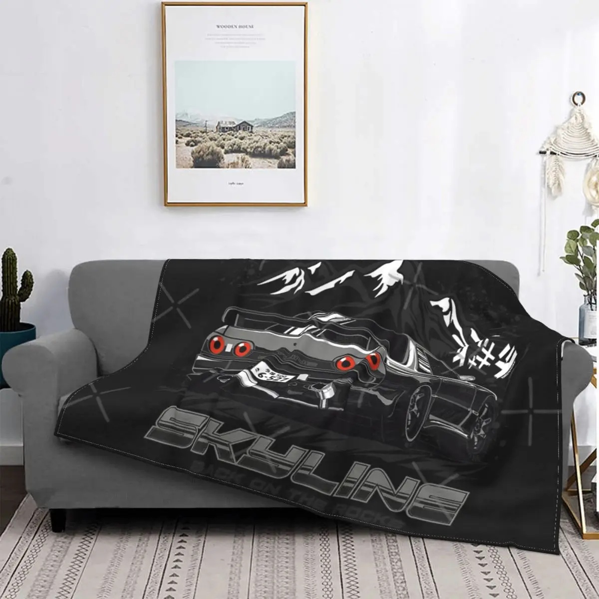 

Vr38-Manta con diseño de Skyline R32, colcha a cuadros para cama, cubierta de playa, textil para el hogar de lujo