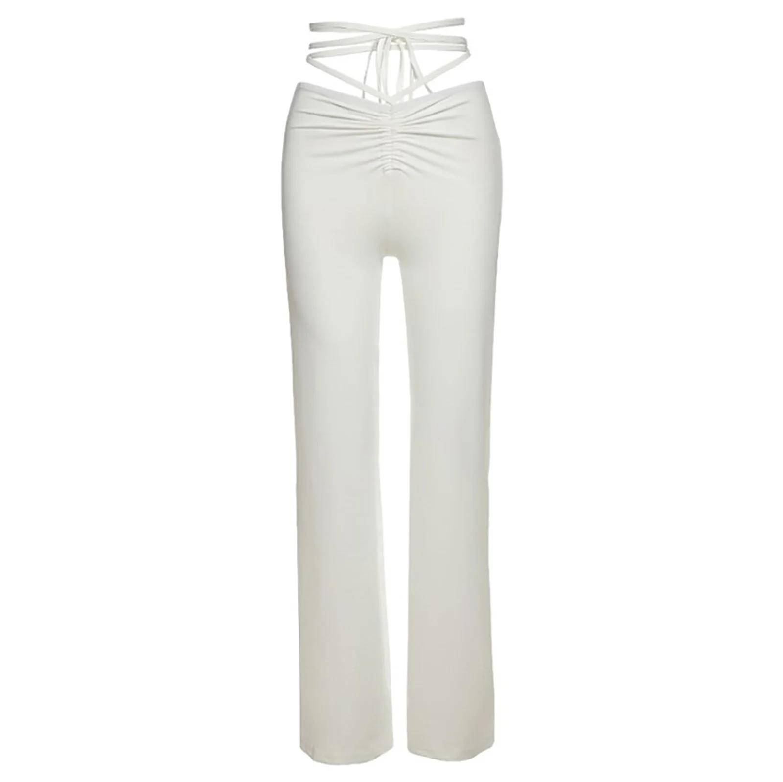 

Брюки женские прямые со шнуровкой, модные повседневные штаны с рюшами спереди, одежда для латиноамериканских танцев, Клубная одежда, лето 2021