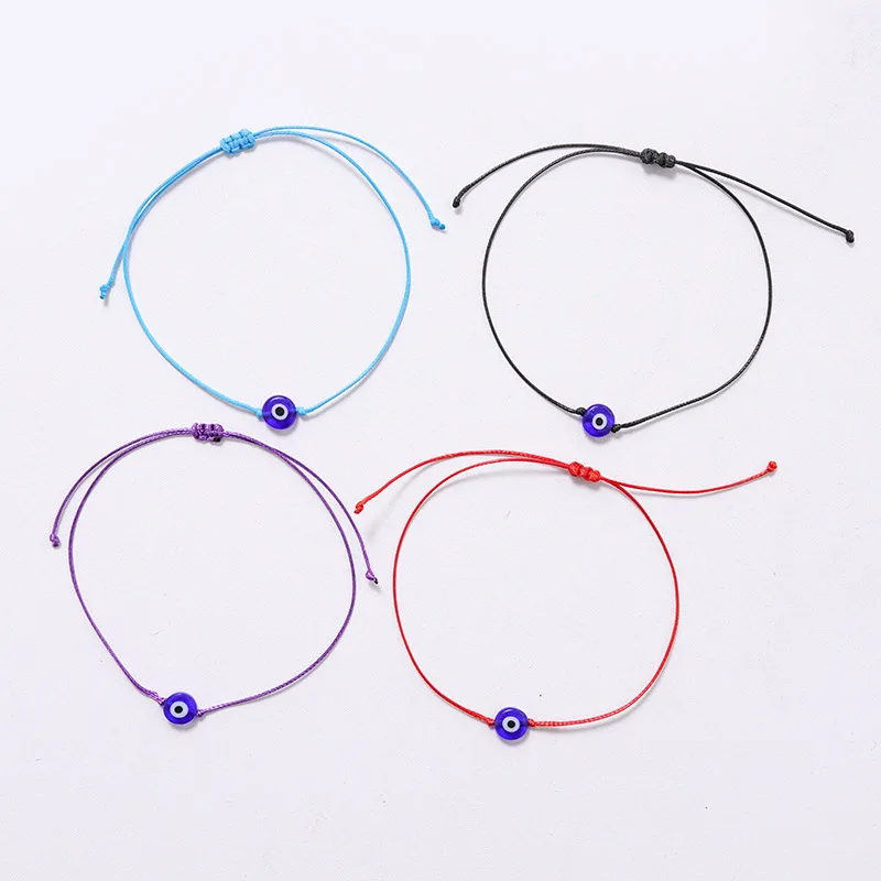 Браслет с подвеской злой глаз Lucky Blue красная веревка регулируемый браслет для пар