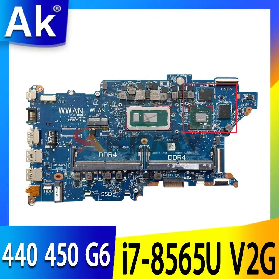 

For HP PROBOOK 430 440 450 G6 Laptop Motherboard L44892-601 L44892-001 MX130 2G /L44893-601 MX250 2G i7-8565U DA0X8JMB8E0