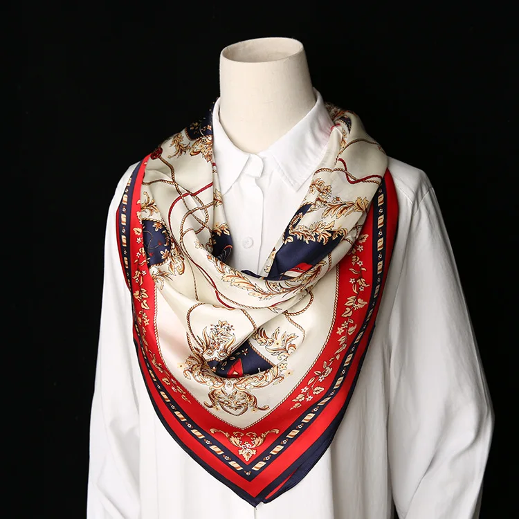 Женский шелковый шарф люксовый бренд 90*90 см креп 100% натуральный Sqaure Дамский