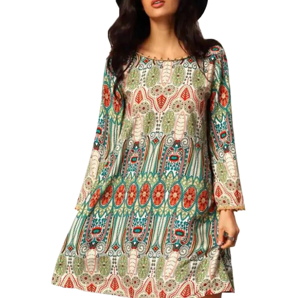 Женское винтажное длинное платье зеленое Тропическое пляжное с цветочным