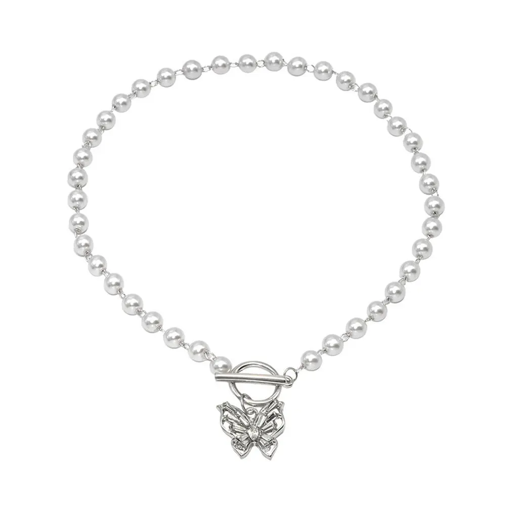 

Super Fairy Diamond Butterfly Pearl Temperament Clavicle Chain Female Niche Trendy Necklace Simple Buckle