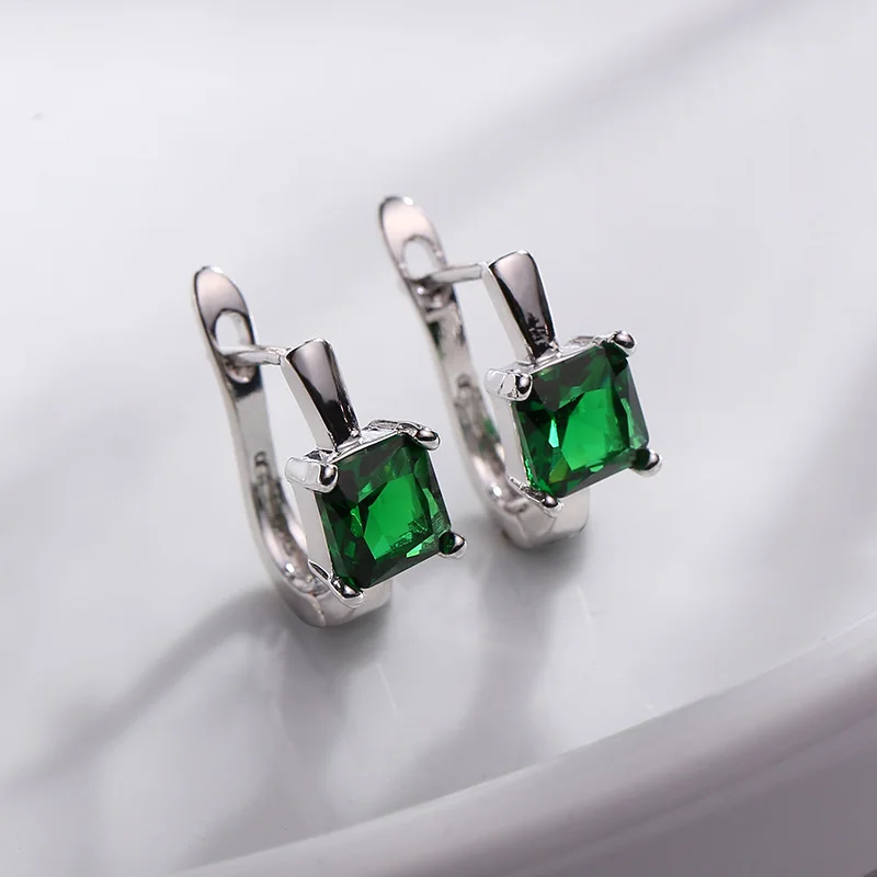 Platinum green MAIKALE, квадратные серьги-гвоздики, AAA кубический цирконий, покрытые золотом и серебром, гипоаллергенные корейские серьги для женщин, отправка друзьям - Окраска металла: Platinum green