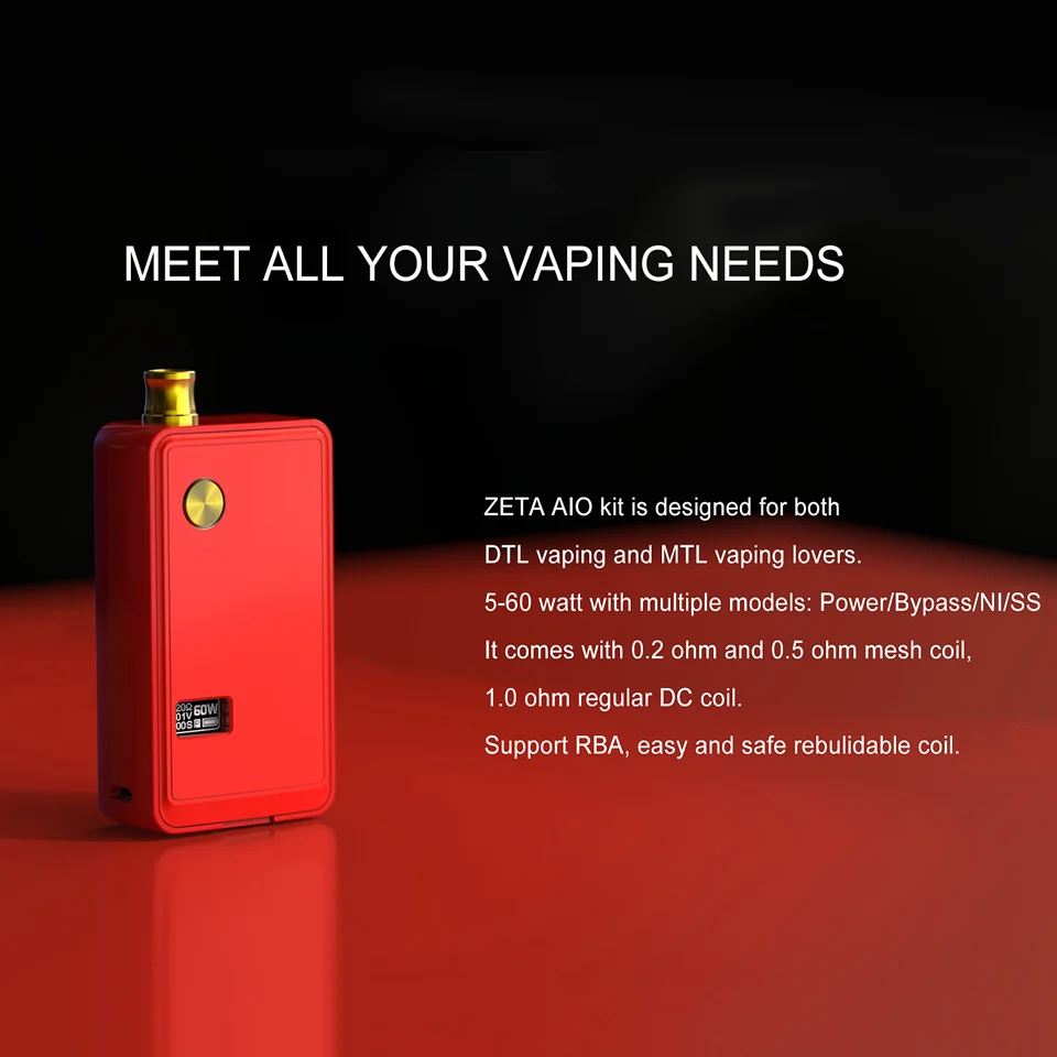 Thinkvape ZETA AIO перестраиваемый Набор для вейпа 60 Вт 18650 аккумулятор 3 мл картридж