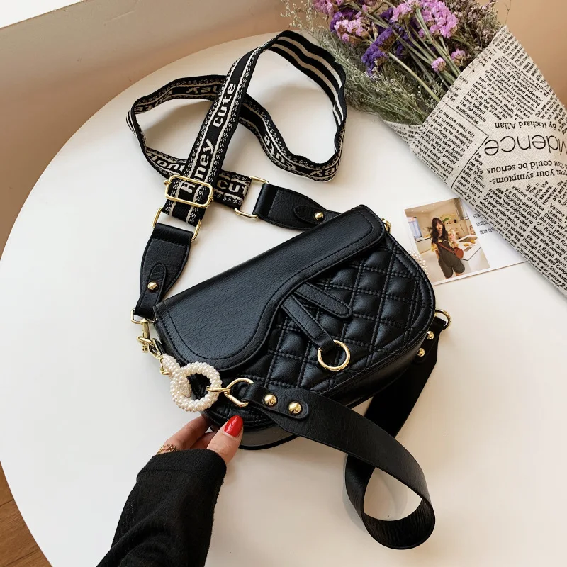 

Brand Design Fashion PU Leather Crossbody Bag for Women Trend Simple Wide Shoulder Strap Saddle Bag Female Luxury Shopping Bag