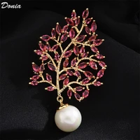 donia jewelry new aaa zircon leaf brooch fashion coat corsage ladies coat accessories scarf pin party jewelry