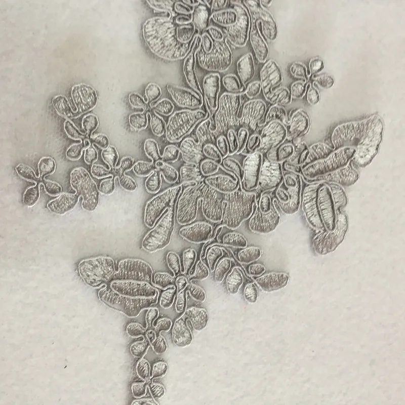 9 ярдов/10 шт Горячая Распродажа серебристо-серая вышивка Сетка кружевная отделка