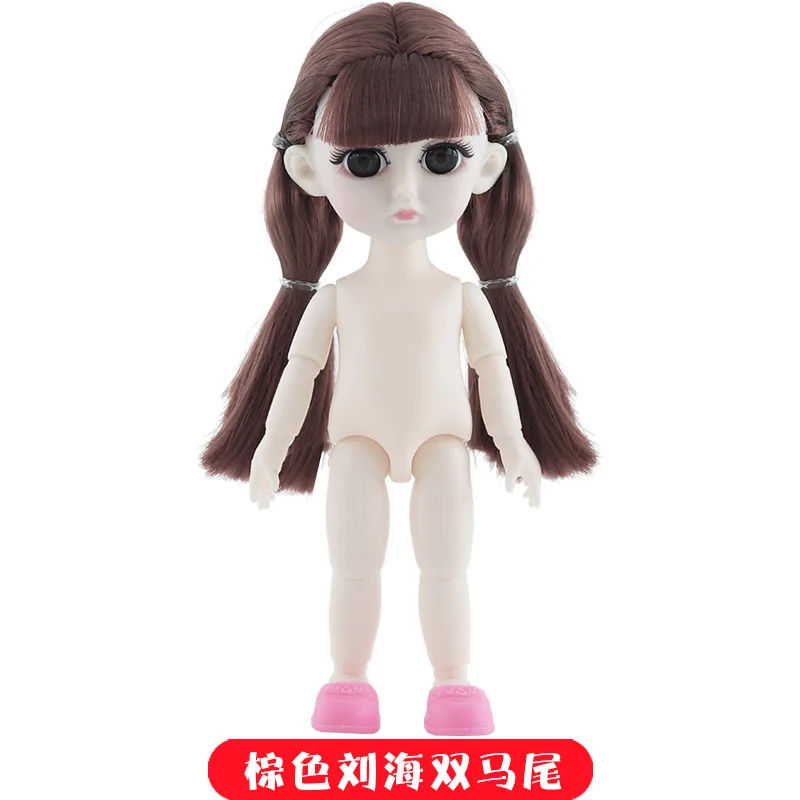 Brown D BJD 1/8 Dolls 13 Joint 15cm White Skin Baby Doll With 3D Eyes Naked Nude Body Dress Up Dolls Fashion DIY Toys for Girls Gift - Цвет: Brown D