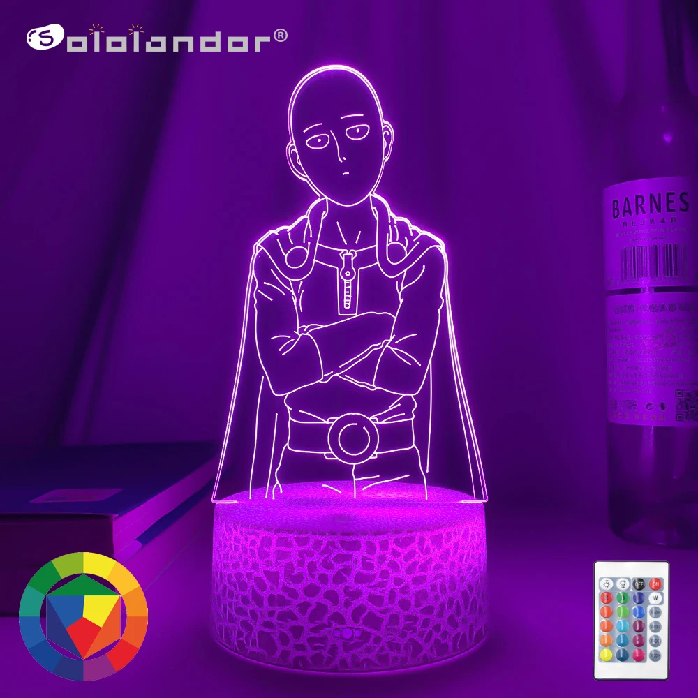 

One Punch Man Saitama Figure Led Night Light Lamp for Home Decoration Nightlight Cool Manga Store Decor Ideas Table 3d Light