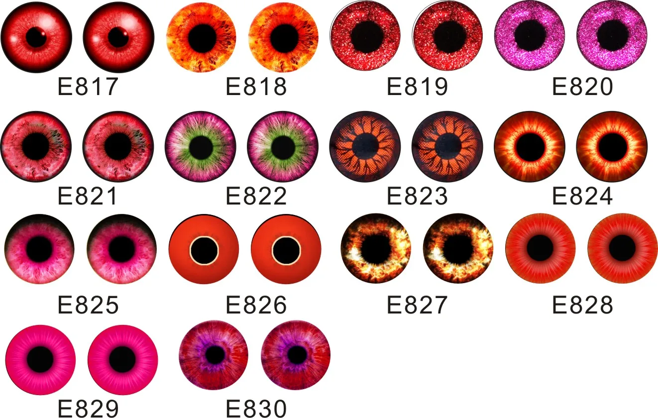 

Wholesale Red Series 6~40mm Waterproof Curved Glass Artificial Eye Toy Doll Eye Jewelry DIY Accessories