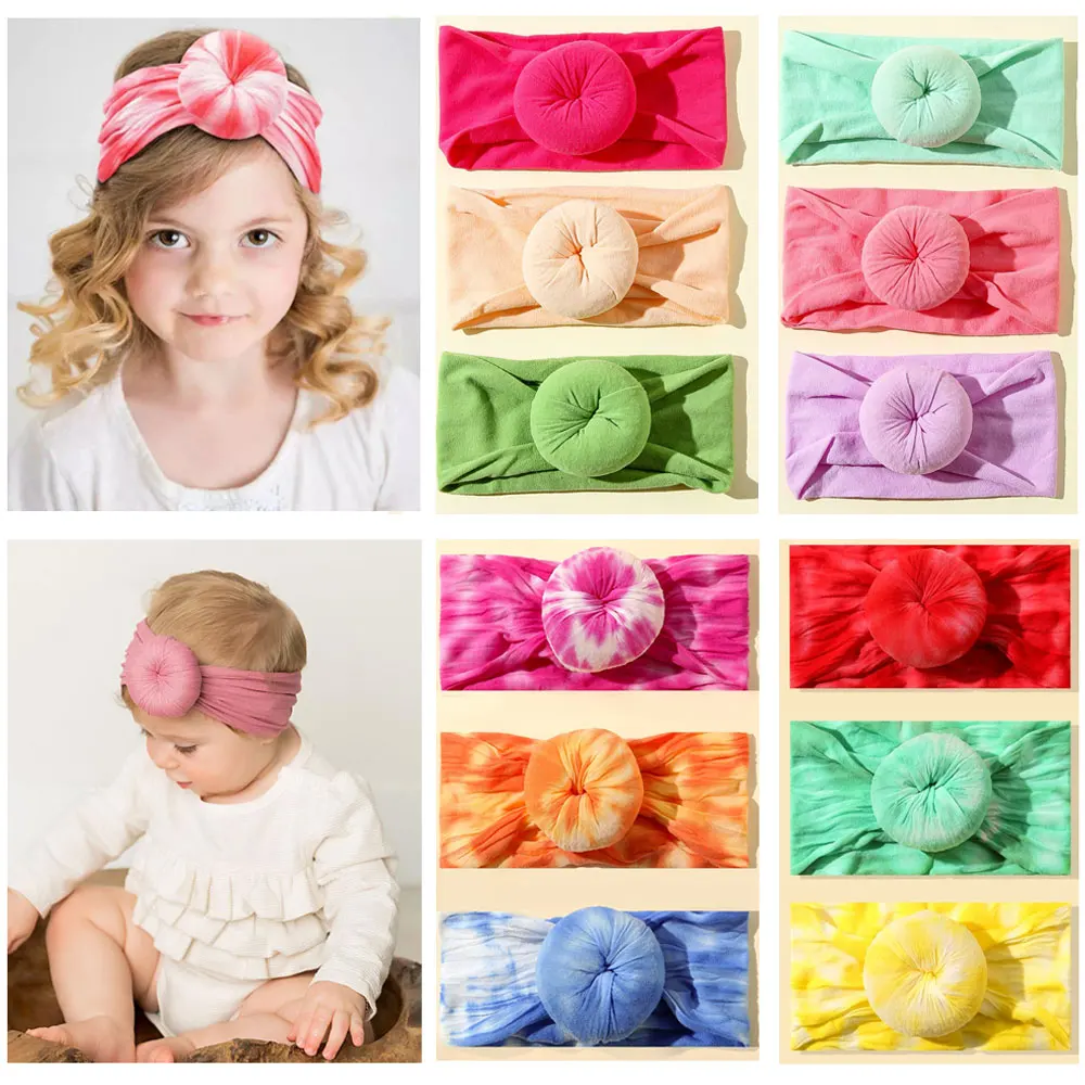 Пончик нейлоновый для новорожденных девочек, головной убор с заячьими ушками, милый аксессуар для волос с бантом, 3 шт.