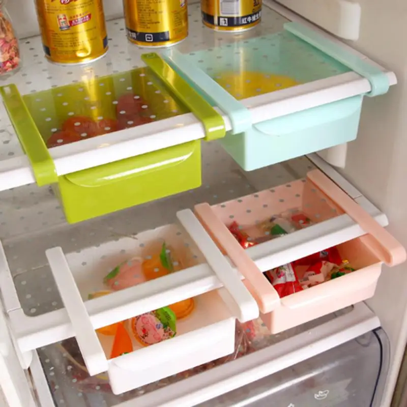 

Snack Container Holder Shelf Organizer Slide Kitchen Fridge Organizer Freezer Storage Rack for Refigerator Drawer Shelf