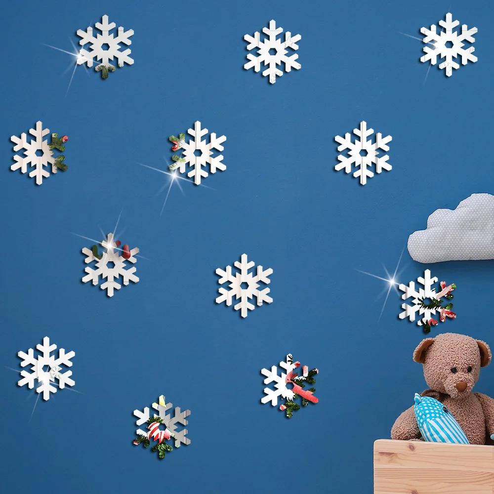 

JM595 Christmas decoration snowflake three-dimensional acrylic mirror sticker holiday decoration cartoon waterproof self-adhesiv