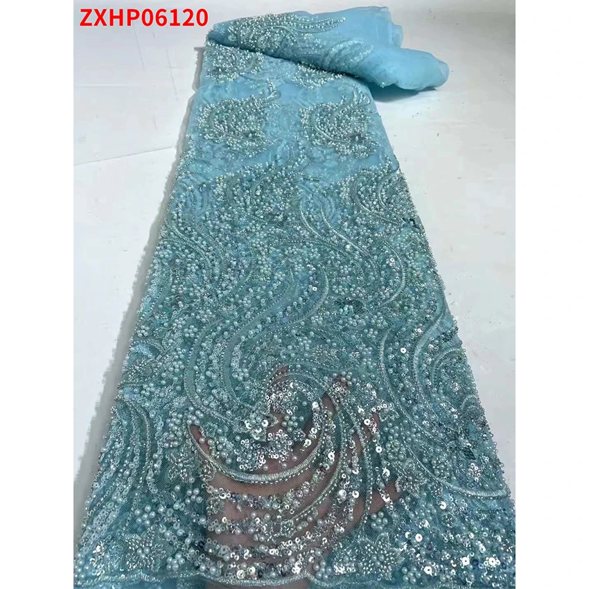 

Африканская кружевная ткань, новый дизайн, нигерийская Экологически чистая французская сетчатая ткань с блестками, 5 ярдов/лот ZXPH06120 B