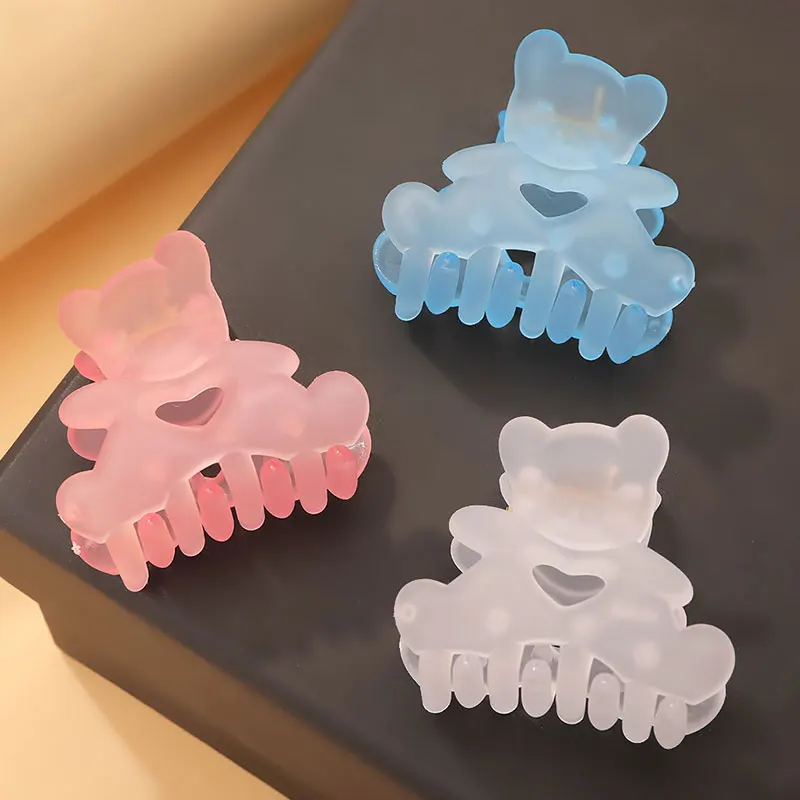 

Solid Color Matte Hair Claw Women Girls Acrylic Hair Accessories Transparent Candy Color Bear Hairpin Small Geometric Barrettes