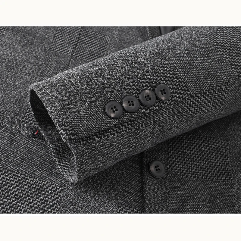 

Shenrun Men Casual Blazer Autumn Winter Knitted Elastic Gray Suit Jacket Fashion Slim Business Office Work Daily Life Party Prom