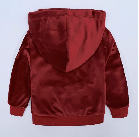 Бархатная одежда для маленьких девочек на осень и зиму топы с капюшоном штаны