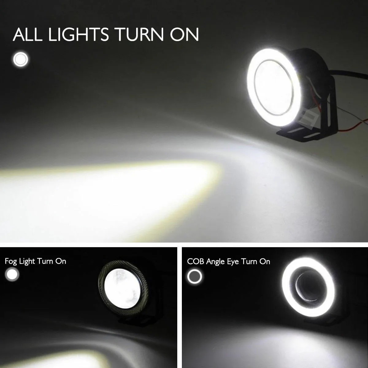 

3200Lm Angel Eyes Fog Light 7.6cm Super Bright Daytime Running Driving