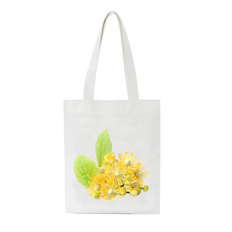Холщовая женская сумка для покупок модный саквояж на плечо с изображением цветов
