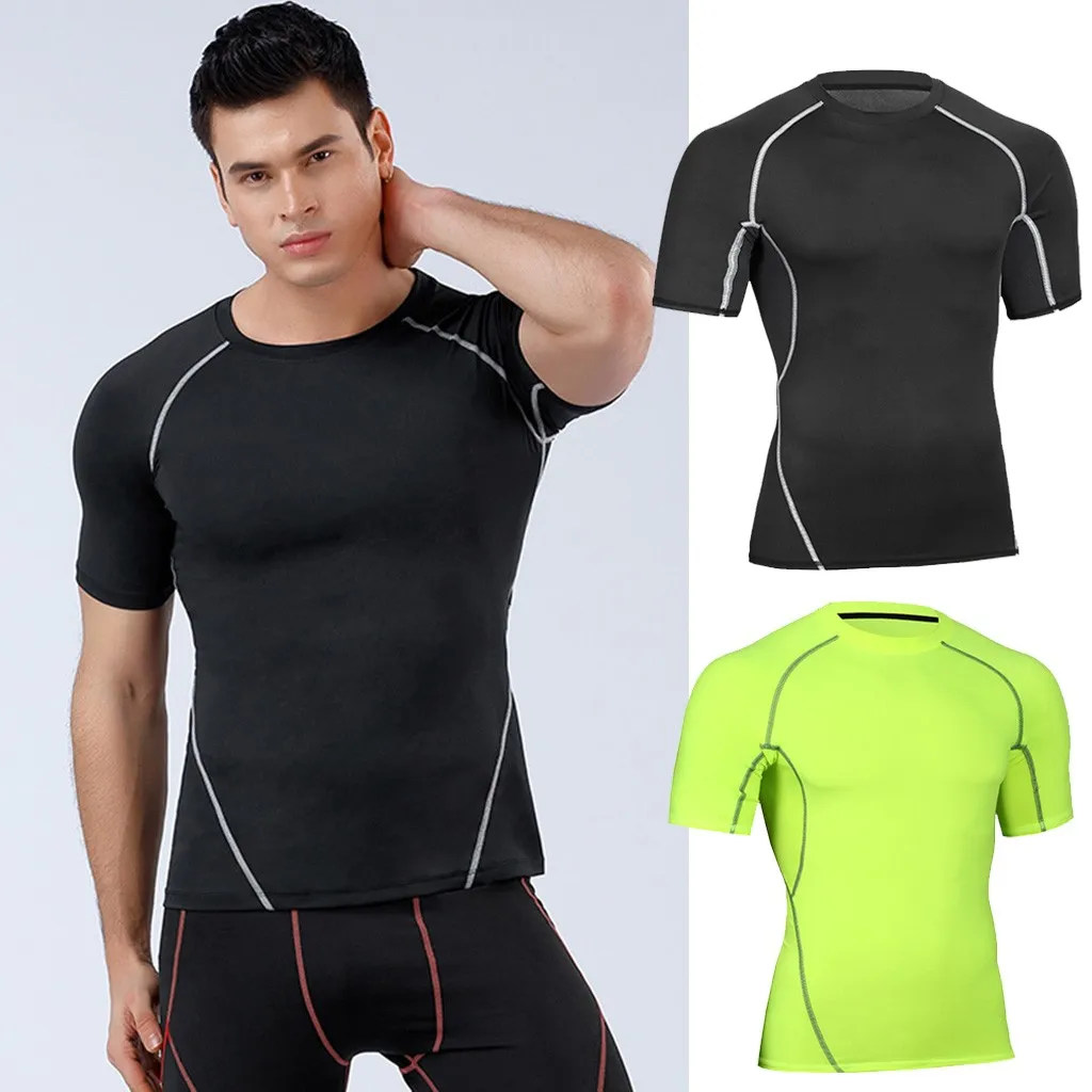 Мужские футболки для бега быстросохнущие Компрессионные спортивные в