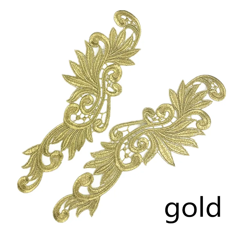 gold Zsbszc 5 пар Флуоресцентный цвет цветок кружево аппликация патч Танго костюмы для латинских танцев балетные костюмы платье Декор шитье ремесла DA004 - Цвет: gold