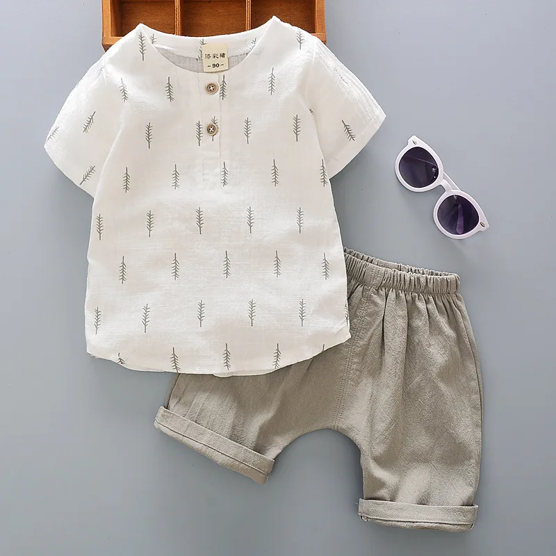 

2020 Casual Baby Boy Clothes Sets Linen T Shirt Shorts Kids Girls Clothing Suits Summer Cute Children Outfits Toddler Costume