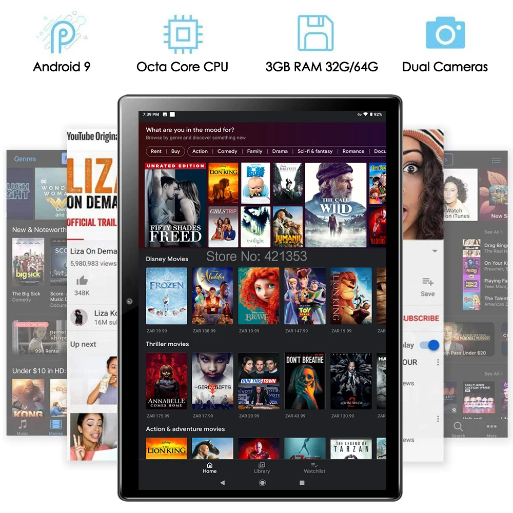 Глобальный андроид 10 дюймовый планшетный ПК Octa Core Android 9 0 3 Гб оперативной памяти