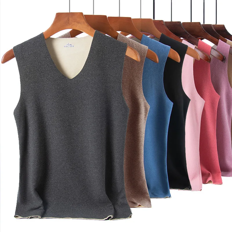 

Men's Thermal Undershirt Tanks Camis Corset Top Double-sided Brushed Women Pulovers Women's Bottoming Tops T-shirt AB Side Vest
