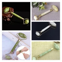 2 in 1 massager with stones for face neck back and jawline green roller and gua sha tools set by natural jade scraper