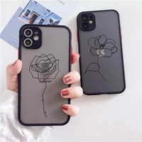 black lines art rose phone case coque for iphone 12 13 mini 11 pro max se 2020 7 8 plus x xr xs max cover hard shockproof fundas