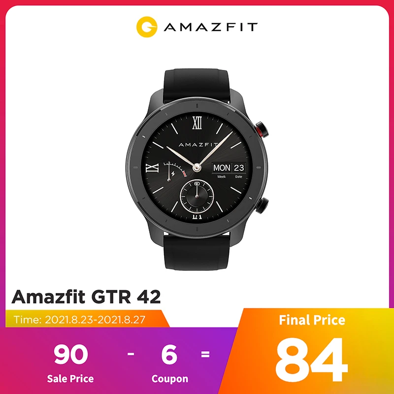 Amazfit GTR Smart Watch GPS Music 12 Days Battery 5ATM Man Woman Watch-42mm 