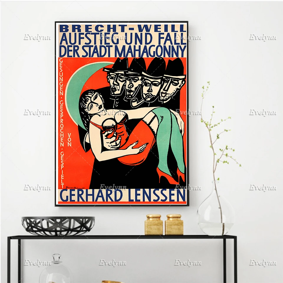 

1961 Vintage German Exhibition Poster For Works By Gerhard Lenssen Home Decor Prints Wall Art Canvas Living Room Decoration