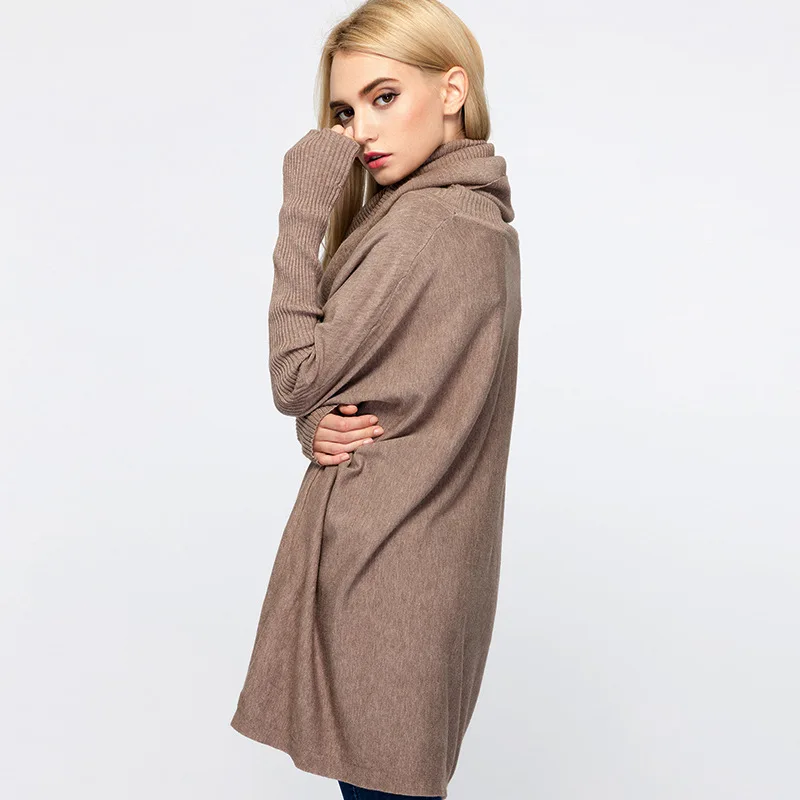 

Sweater female autumn and winter 2019 new women's hood loose loose long bat tide wearing high collar knit bottoming shirt bat
