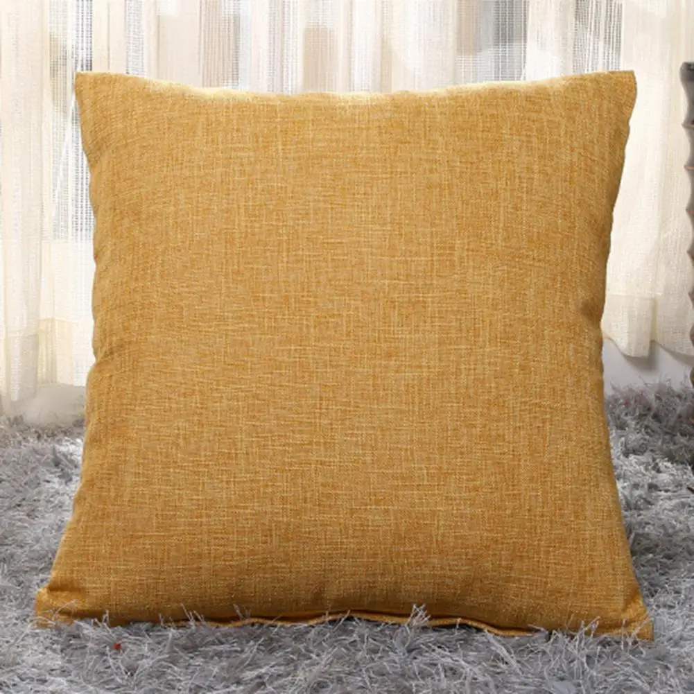 

Square Skin-friendly Linen Solid Color Soft Pillow Case Sofa Bed Cover Cushion Home Living Room Decoration