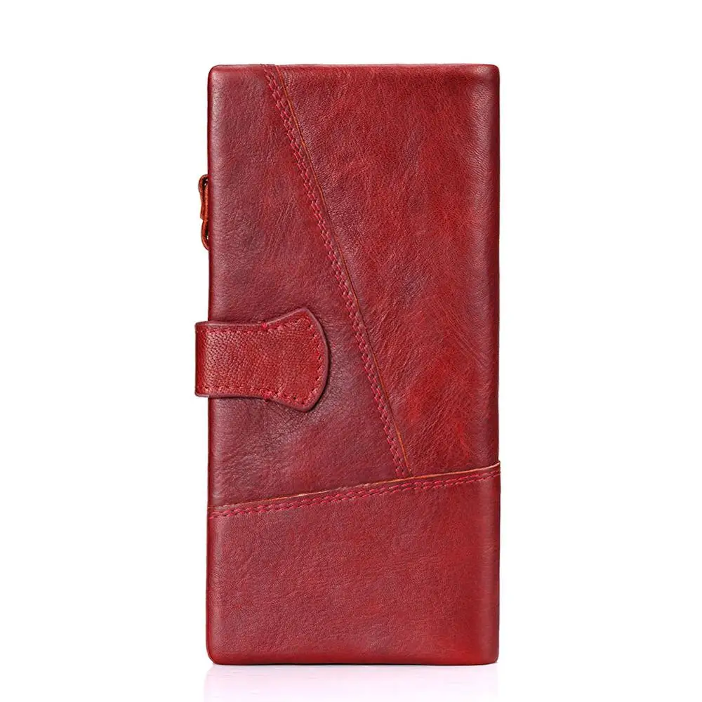 Длинный кошелек из натуральной кожи для женщин, Модный повседневный Дамский бумажник на молнии с монетницей, кредитница от AliExpress WW