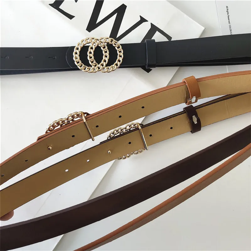 

New Korean Style Women's Wide Belt Golden round Buckle Personality Full Hole Pant Belt All-Match Student Jeans Casual Belt