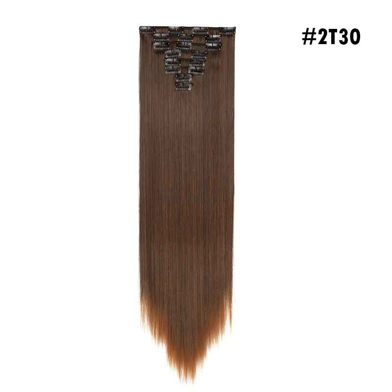 2T30 S-noilite 2" 8 шт./компл. шелковистые прямые волосы Наращивание волос Синтетические наращивание натуральных волос для Для женщин длинные натуральные волосы на заколках для наращивания, волосы на заколках - Цвет: 2T30