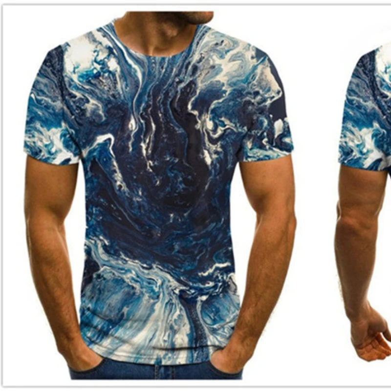 

2021 3D digital printing summer men's thin T-shirt casual short-sleeved round neck top s-6xl breathable and comfortable