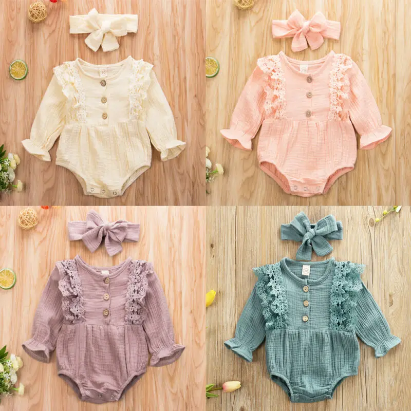 

Kids Clothes Girls Warm Infant kids Romper long sleeve Solid Ruffle Jumpsuit Bodysuit Hooded Clothes Outfit