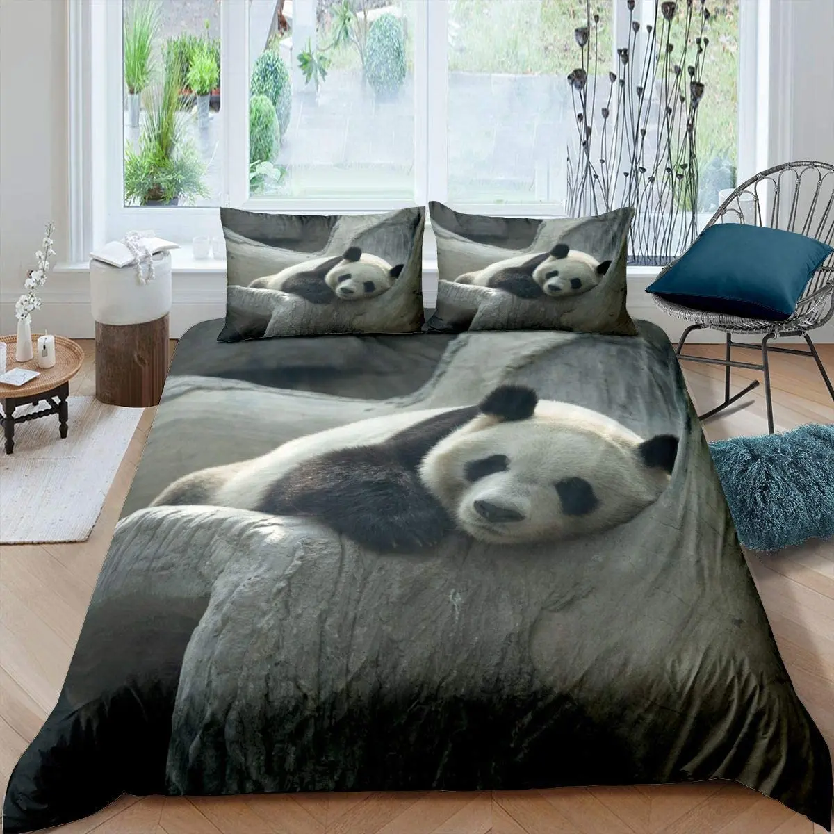 

Feelyou Panda Duvet Cover Cute Animal Pattern Bedding Set for Kids Boys Girls Wild Giant Panda Comforter Cover Bear