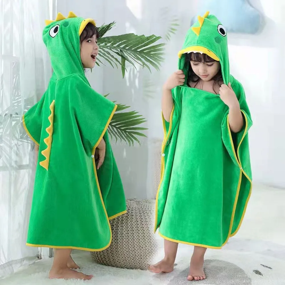 

Green Dinosaur Bath Towels Kids Soft Bathrobe Microfiber Hooded Children Robes Boys Girl Swimming 60x120cm Animal Print Towel