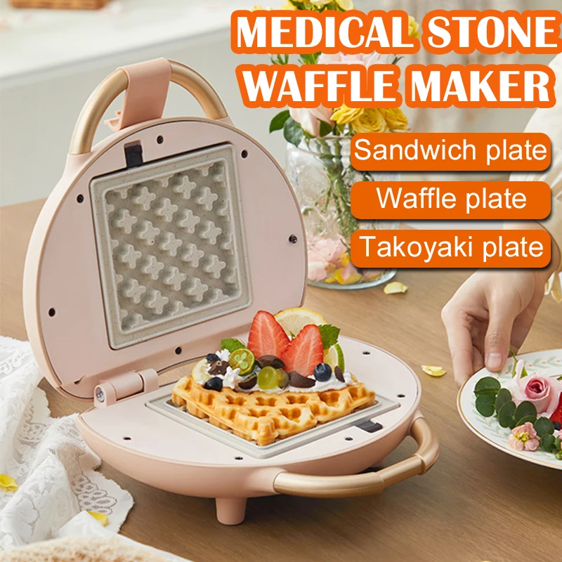 220V Non-Stick medical stone Love Heart Shaped Waffle Maker Mini Breakfast Toaster Sausage Donut Egg waffle