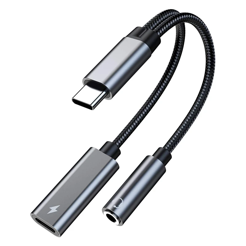 

USB C to 3.5mm Headphone Jack Adapter 2 in 1,Audio Cable with PD 60W Fast Charging for Galaxy S21 S20 Ultra S20
