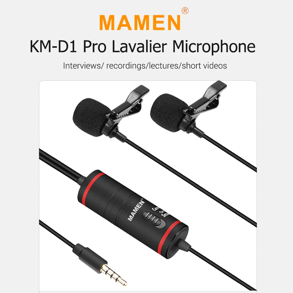Компактный петличный микрофон MAMEN KM-D1 Pro 3 5 мм с двумя микрофонами всенаправленным