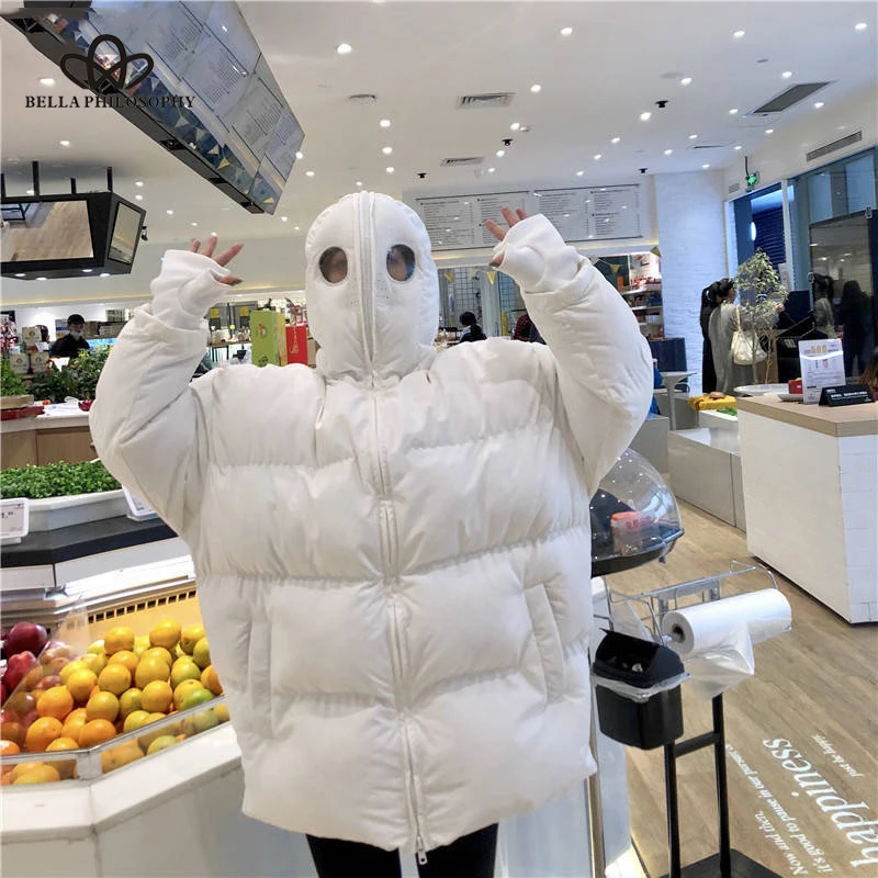 Bella phliosophy Harajuku зимнее пальто для женщин Свободная парка с капюшоном толстые